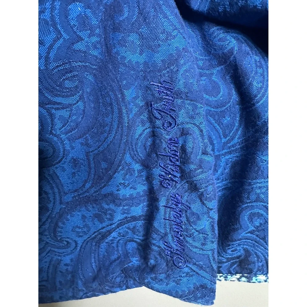 Robert Graham Mens XL Blue Paisley Jacquard Short Sleeve Button Down Shirt